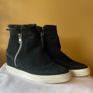 Black wedge heel boots